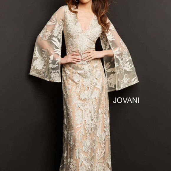 New with Tags! Jovani Champagne Long Gown Dress - Picture 1 of 5